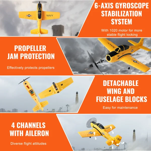 VEVOR RC Plane 2.4G 4CH Remote Control Airplane with 6-Axis Gyro Stabilizer Aircraft Toy RC Glider for Kids Beginners Boys Gifts - Image 4