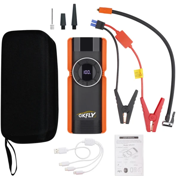 4 In 1 Car Jump Starter Air Pump Power Bank Lighting Air Compressor 16000mAh Cars Battery Starters Starting Auto Tyre Inflator - Image 6