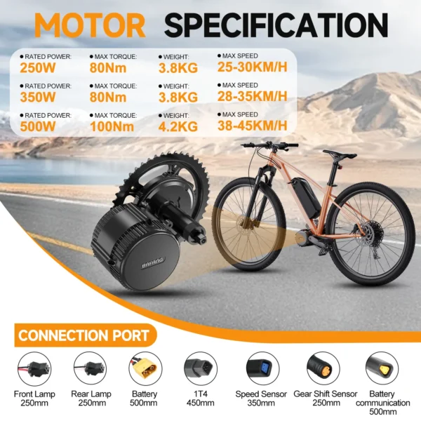 BAFANG 36V 250W Mid Motor Drive Conversion kit With 17.4Ah 25Ah Li-ion Battery Eletrical Bike Ebike Motor Kit For City Commute – Image 2