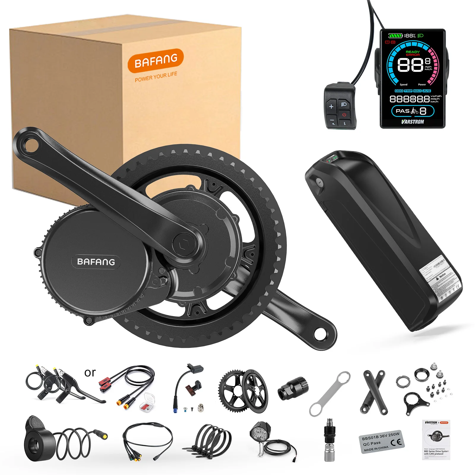 Kit de conversion pour vélo électrique Bafang BBS02B 750 W, moteur à entraînement central, batterie Hailong 48 V, 52 V, 20 Ah, 17,5 Ah