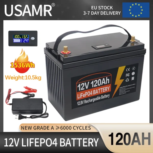 USAMR 120Ah 12V LiFePO4 Battery - Kuva 2