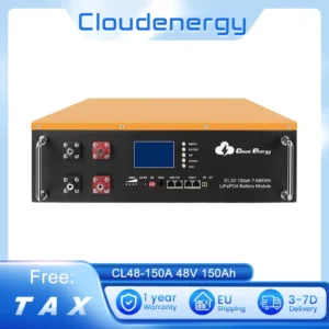 Cloudenergy CL48-150A 48V 150Ah Cabinet Type Lithium LiFePO4 Deep Cycle Battery Pack, 7680Wh Energy, 6000+ Life Cycles & 80% DOD