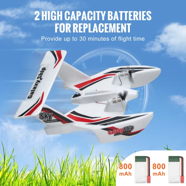 VEVOR EPP Foam RC Plane 2.4G 3CH Radio Control Aircraft Sea And Air RC Glider Water Land Flying Airplane Toys Gift For Boys - Pilt 4