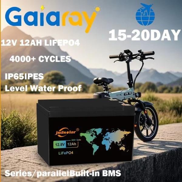 Gaiaray 12Ah 12V LiFePO4 aku