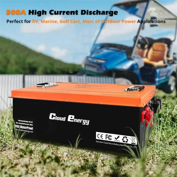 Cloudenergy CL48-150G 48V 150Ah LiFePO4 Deep Cycle Battery Pack for Golf Cart 7680Wh Energy Built-in 300A BMS, 6000+ Cycles Life - Kuva 6