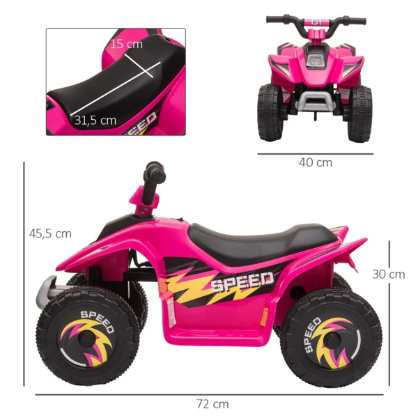 HOMCOM Electric Quad for Children 18-36 Months 6V Advance Reverse 72x40x45,5cm - Kuva 3