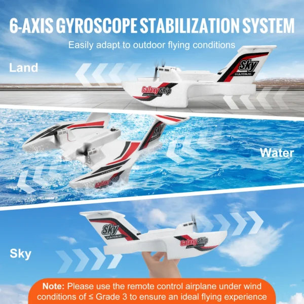 VEVOR EPP Foam RC Plane 2.4G 3CH Radio Control Aircraft Sea And Air RC Glider Water Land Flying Airplane Toys Gift For Boys - Pilt 3