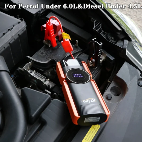 4 In 1 Car Jump Starter Air Pump Power Bank Lighting Air Compressor 16000mAh Cars Battery Starters Starting Auto Tyre Inflator - Image 2