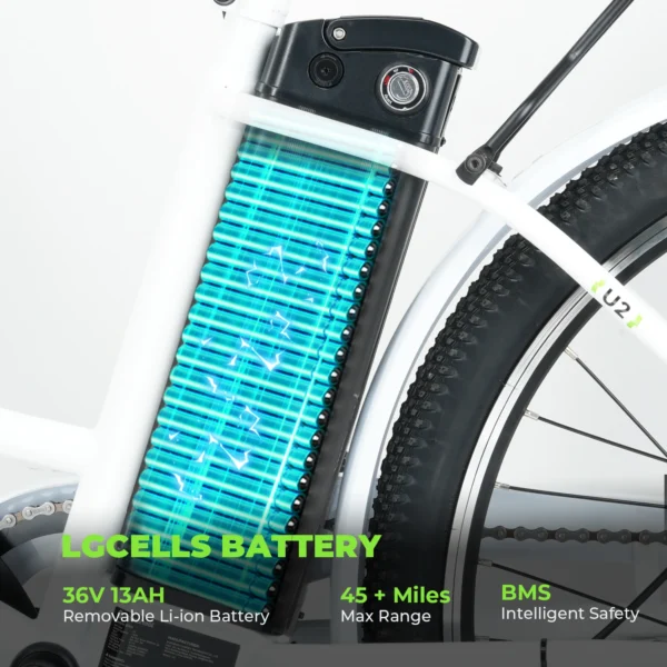 isinwheel U2 500W 36V 13Ah 30-50km/h >60km 26" City Commuter Electric Bicycle - obrazek 4