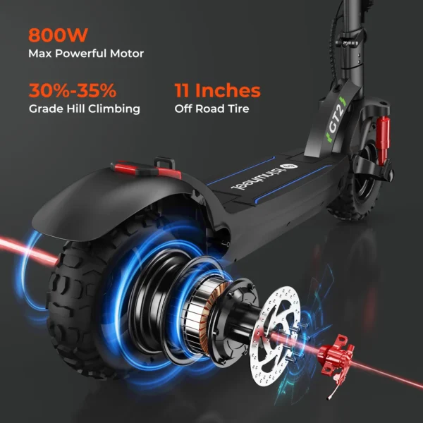 isinwheel GT2 Electric Scooter 800W Motor 48V15Ah Battery 40km/h 11 Inch Off-Road Tire Foldable Smart App Adult Escooter Kick - Image 2