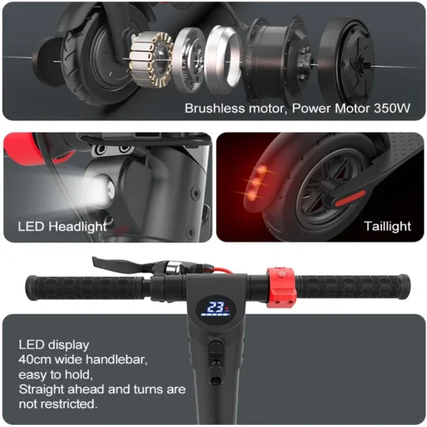 HX X7 350W 36V 5Ah 25km/h 15-60km 10" Foldable Electric Scooter – Bild 5