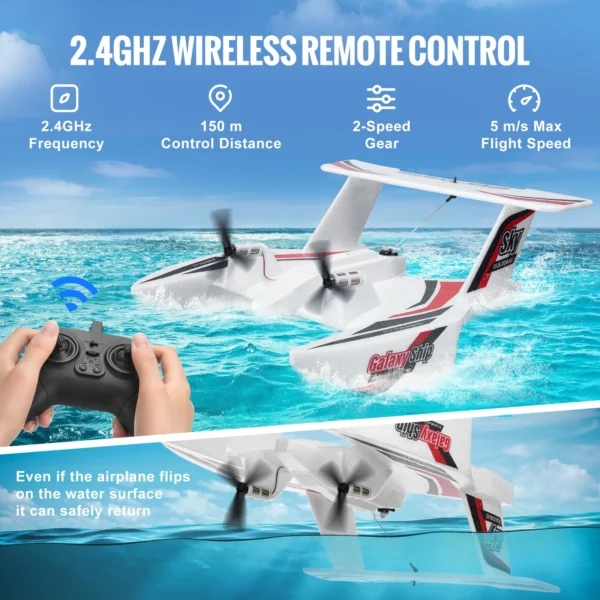 VEVOR EPP Foam RC Plane 2.4G 3CH Radio Control Aircraft Sea And Air RC Glider Water Land Flying Airplane Toys Gift For Boys - Pilt 5