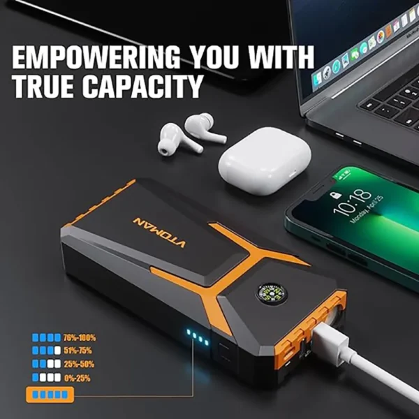 VTOMAN V6 PRO 2000A Car Jump Starter, with LED Light, Fast Charge, for Up 7.0L Gas and 5.0L Diesel Engines, Portable Battery – Bild 2