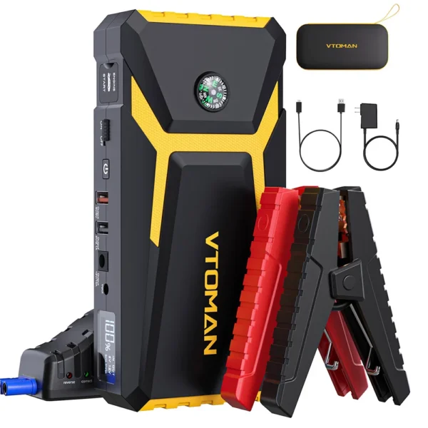 VTOMAN V8 PRO 3000A Car Jump Starter 24 Months Standby Time, LCD Screen, for Up 8.5L Gas and 6.5L Diesel Engines, 15W Input Port – Image 2