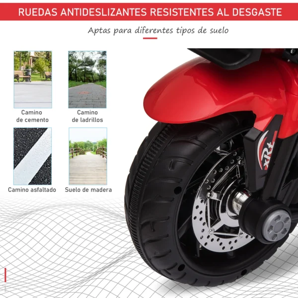 HOMCOM electric motorcycle + 3 years with 3 wheels Lights Music 3 km/h 86x42x52cm - obrazek 5