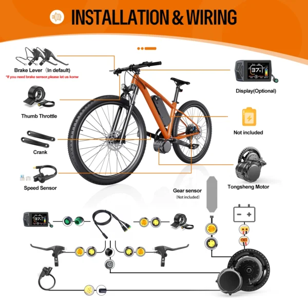 Tongsheng TSDZ8 750W Mid Drive Motor Kit - 48V Torque Sensor Ebike Conversion Kit with EKD01 Display, Upgraded 1056W Peak Power - Image 4