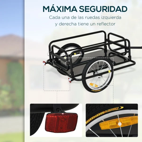 PawHut cargo bicycle trailer 40kg light steel frame with – Image 6