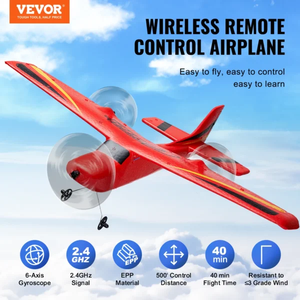 VEVOR Z50 RC Plane 2.4G 2CH Remote Control Fighter Fixed Wingspan Glider with 6-Axis Outdoor RC Warbird Airplane Toys Gifts - Kuva 2