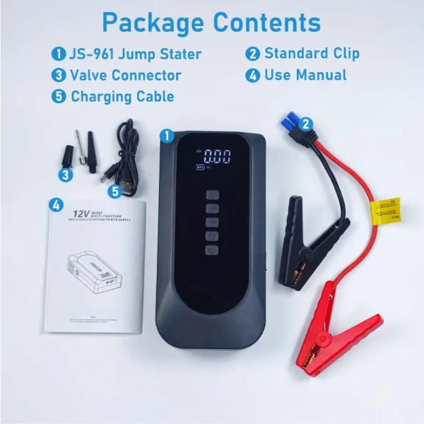 GKFLY 4 in 1 Car Jump Starter Power Bank Portable Air Compressor Inflator Pump Power Station 2000A Battery Starter Auto Booster – Bild 6