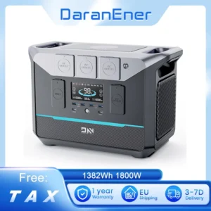 DaranEner NEO1500Pro Portable Power Station, 1382Wh LiFePO4 Solar Generator, 1800W AC Output, Charge to 80% in 1 Hour, 14 Ports